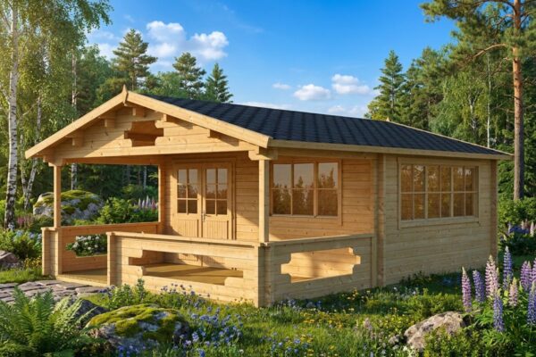 Moderne Træhytte Med Veranda / 19 M2 / 70 MM / 5,3 X 6,7 M