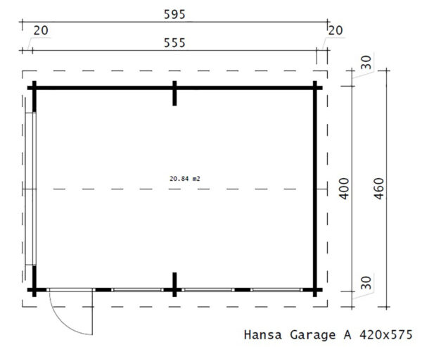 Garage A med Op og Over Dør 70 mm 4 x 5,5 m