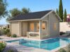 Saunahytte Med Veranda / 27 M2 / 70 MM / 6 X 5 M (malet)