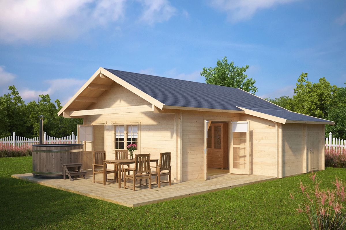Dakota – Træhytte Med Opbevaringsrum / 43 M2 / 70 MM / 7 X 7 M | G0026 Træhytte Med Opbevaringsrum / 43 M2 / 70 MM / 7 X 7 M