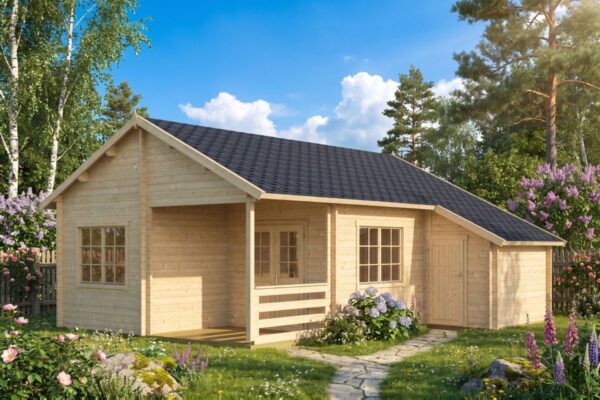 Træhytte Med Opbevaringsrum / 36 M2 / 70 MM / 7,8 X 6,9 M