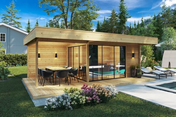 Luna - Moderne Træhytte Med Veranda 12 M2 / 7 X 5 M / 70 MM / G0399-01