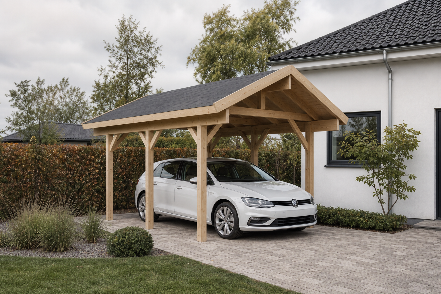 Moderne carport i træ