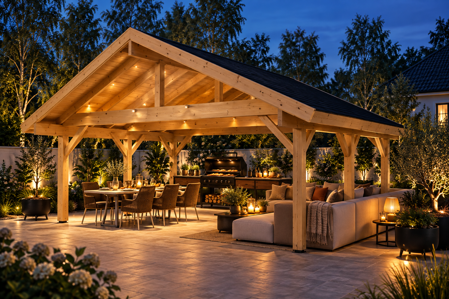 Lyszoner under træpergola